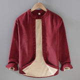 Flannel-lined Thick Warm Corduroy Small Stand-collar Shirt Jacket