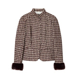 Artificial fur effect cuff jacket for women's clothing