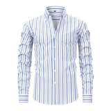 Men's Digital Printed Striped Long-sleeved Lapel Shirt