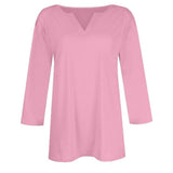 Three-quarter-sleeve Solid-color T-shirt Top
