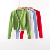 V-neck long sleeved cardigan sweater