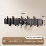 Solid Wood Hanger, Piano Key Wall Hook, Adhesive Back-of-Door Coat Hook, No Drill Entryway Organizer.