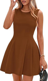 Sleeveless Solid Color Casual Dress Women