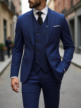 Double-breasted Suit Set Mens Three-piece Business Suit