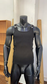Hollow-out Solid Color Elastic Fitted Sleeveless Vest for Men ndash; Streetwear Sporty Casual Workwear-Inspired Top