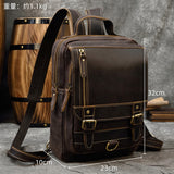 Retro Crazy Horse Leather Multifunctional Leather Backpack For Men And Students