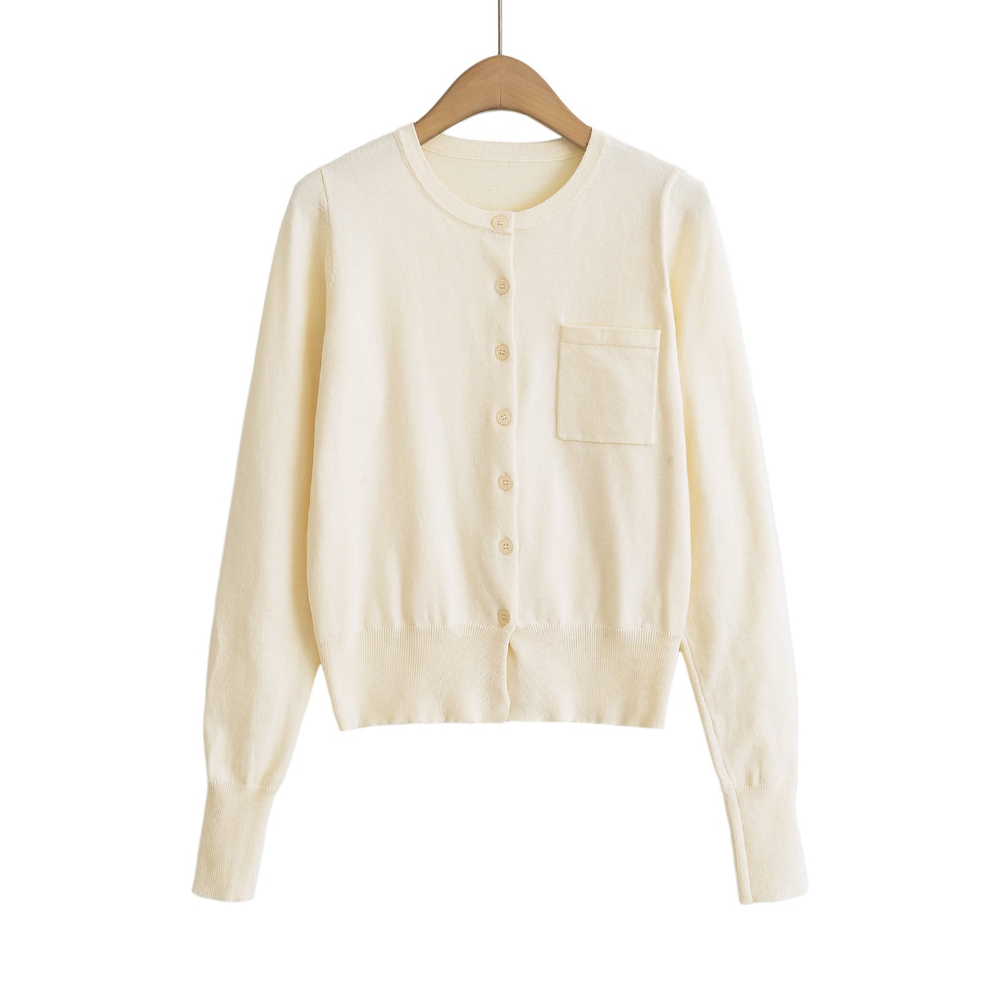 Round neck long sleeved shirt with small chest pocket