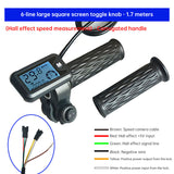Electric Bike Throttle with LCD Speedometer & Voltmeter, 170cm Cable, Compatible 36/48/60/72V, Includes a Pair