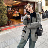 Gray Niche Design Wool Blazer For Women