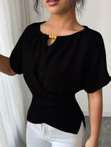 Slim-fit Solid-color Crossover Casual Chic Top