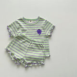 Children's Pajamas Short-sleeved Pants Thin Ice Silk Stripes