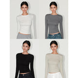 Slimming Figure-hugging Solid-color Base Top For Women
