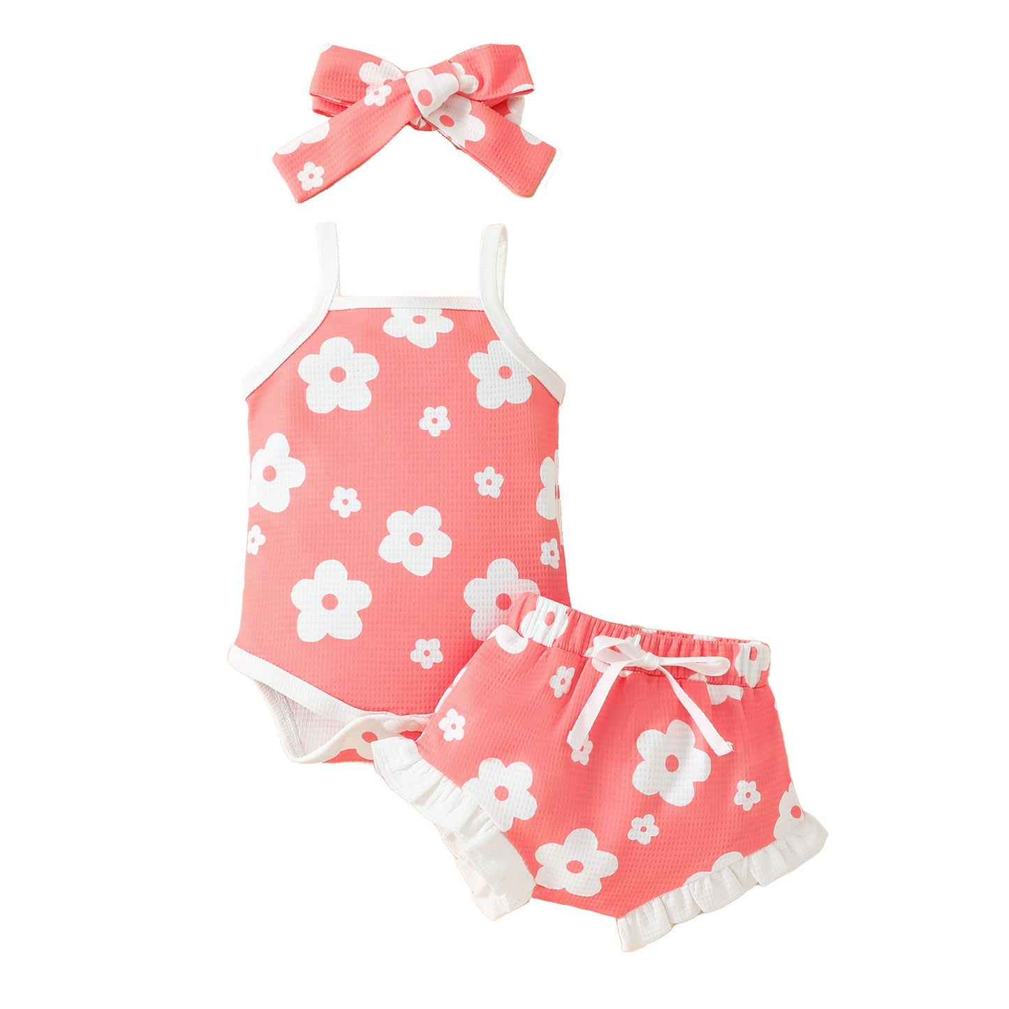 Summer Baby Flower Sling Top Shorts Suit