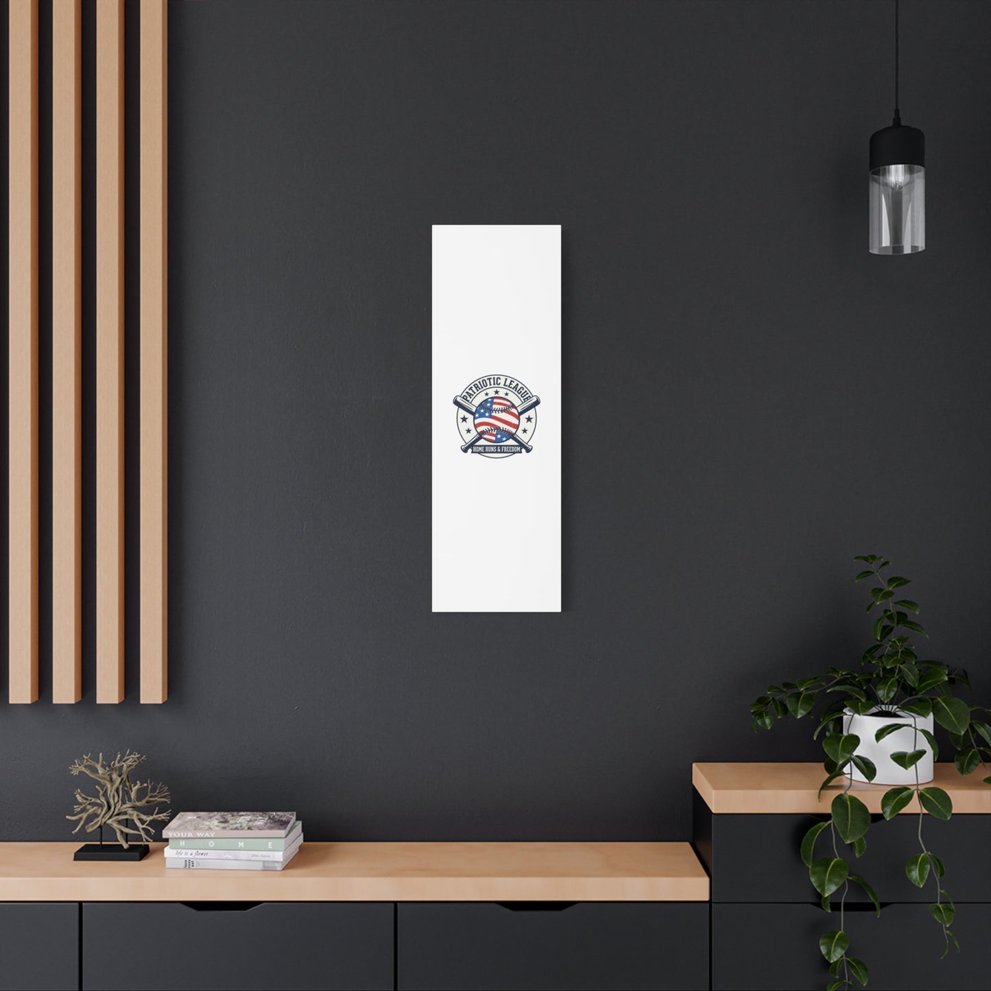 Patriotic Baseball Emblem Canvas | Vintage Red White Blue Baseball Wall Art