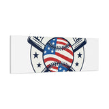Patriotic Baseball Emblem Canvas | Vintage Red White Blue Baseball Wall Art