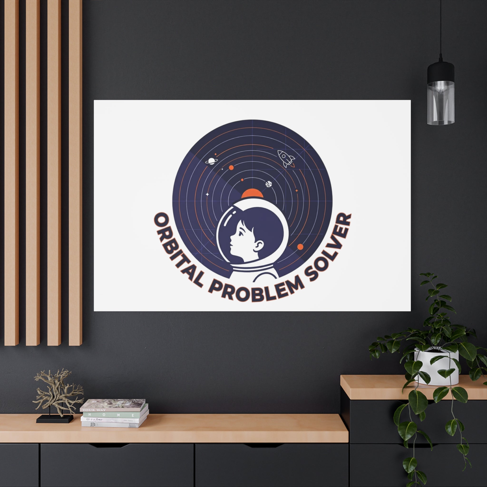 Orbital Problem Solver Canvas | space mission patch, astronaut art, cosmic science