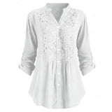 Women's Solid Color Casual Loose V-neck Shirt