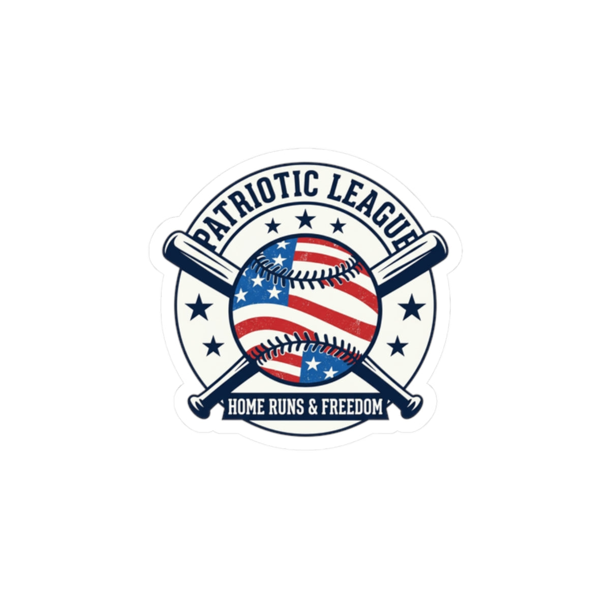 Patriotic Baseball Logo Sticker | Kiss-Cut, Vintage Ballpark Aesthetic