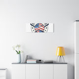 Patriotic Baseball Emblem Canvas | Vintage Red White Blue Baseball Wall Art