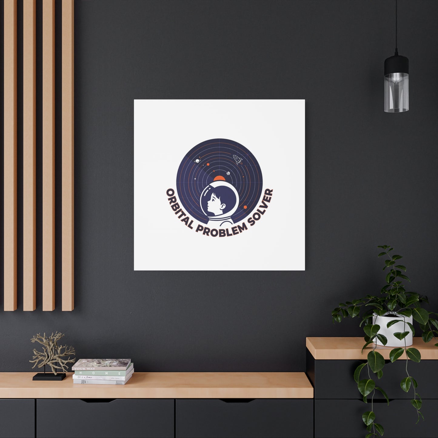 Orbital Problem Solver Canvas | space mission patch, astronaut art, cosmic science