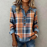 European And American Style Knitted Lapel Long-Sleeve Shirt For Women