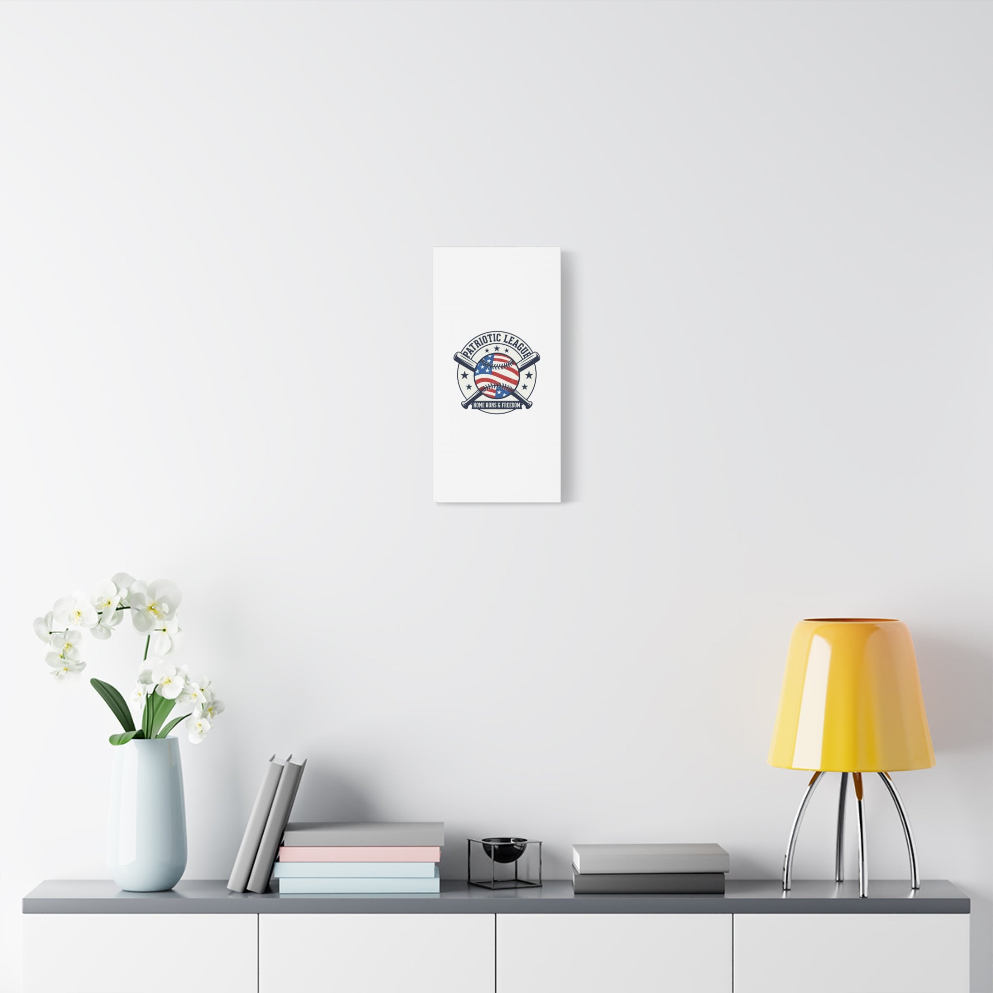 Patriotic Baseball Emblem Canvas | Vintage Red White Blue Baseball Wall Art