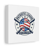 Patriotic Baseball Emblem Canvas | Vintage Red White Blue Baseball Wall Art