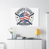 Patriotic Baseball Emblem Canvas | Vintage Red White Blue Baseball Wall Art