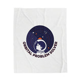 Orbital Problem Solver Velveteen Blanket | space, mission patch, astronaut