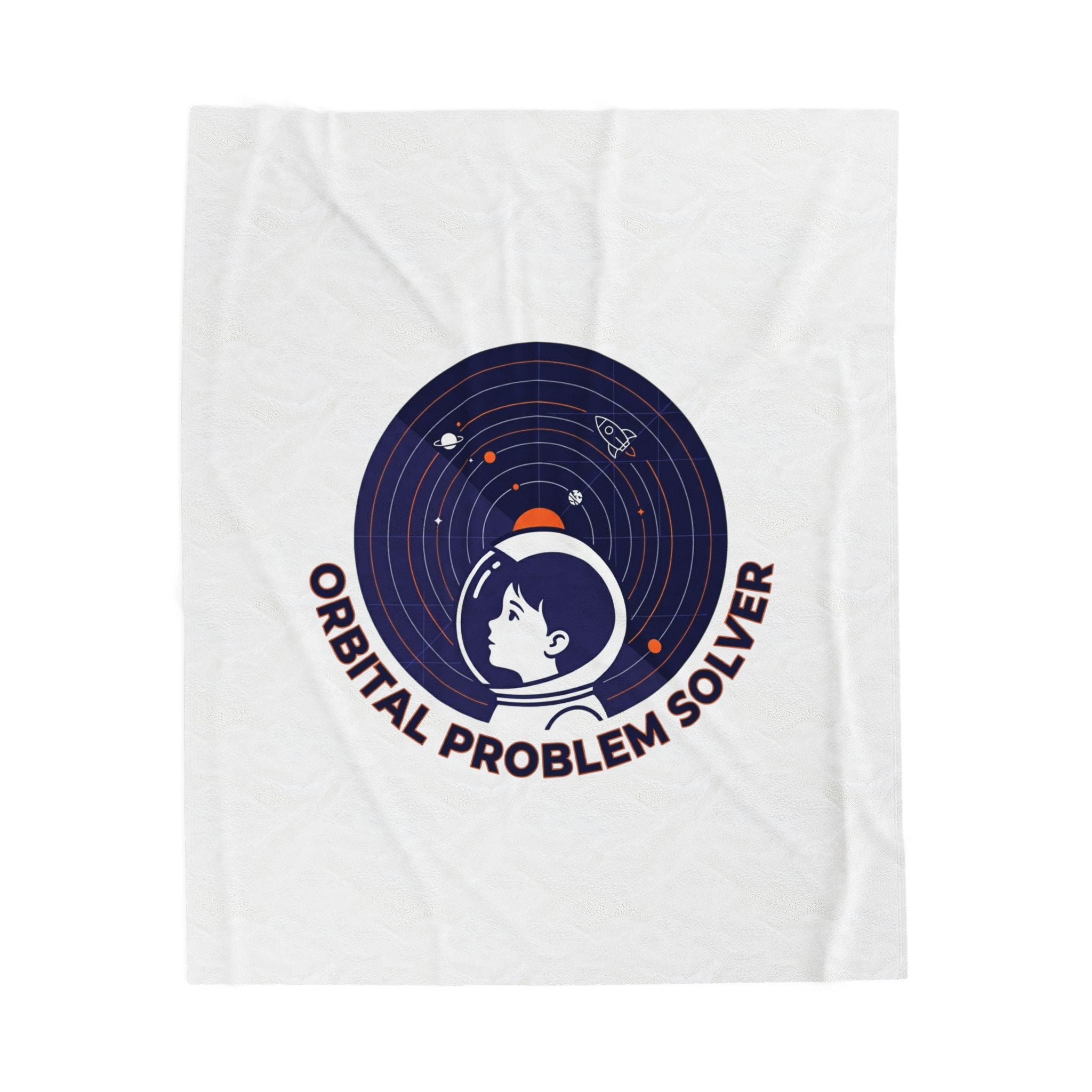 Orbital Problem Solver Velveteen Blanket | space, mission patch, astronaut