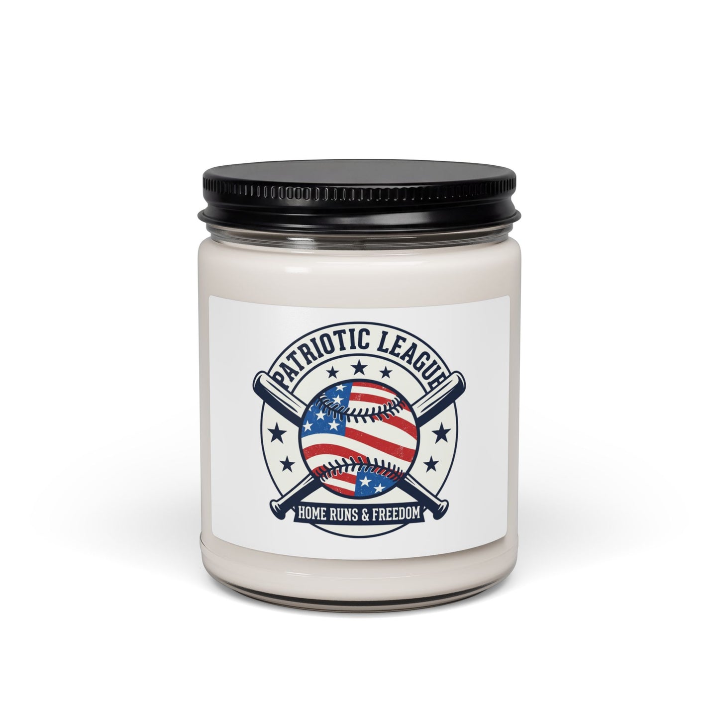 Patriotic Baseball Logo Candle | Soy Candle, Red White Blue Ballpark Aesthetic