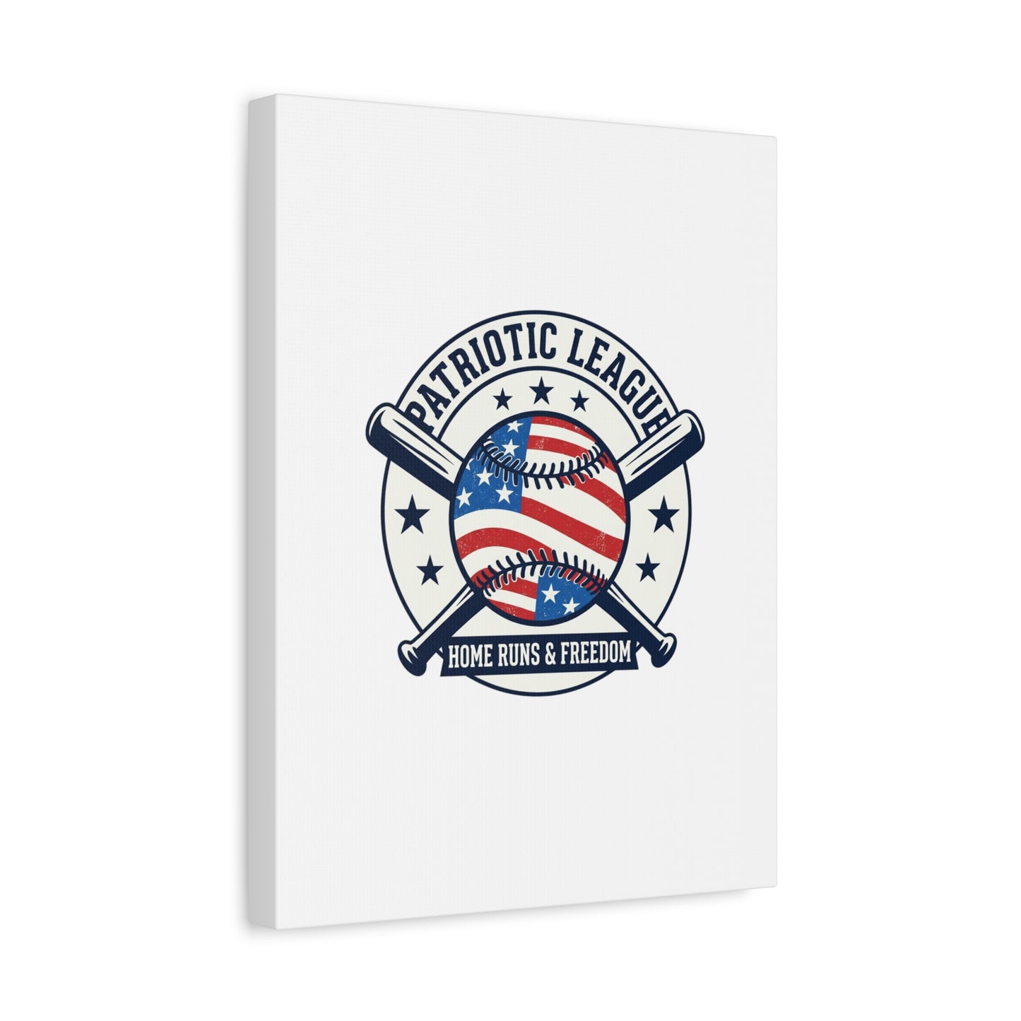 Patriotic Baseball Emblem Canvas | Vintage Red White Blue Baseball Wall Art