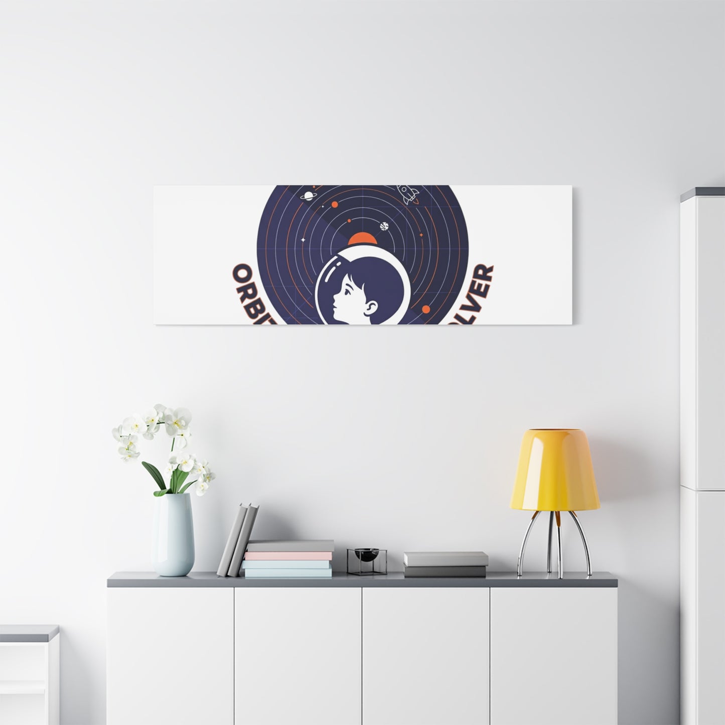 Orbital Problem Solver Canvas | space mission patch, astronaut art, cosmic science