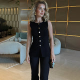 Women's Metal Buckle Split Knitted Vest