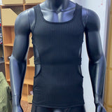 Hollow-out Solid Color Elastic Fitted Sleeveless Vest for Men ndash; Streetwear Sporty Casual Workwear-Inspired Top