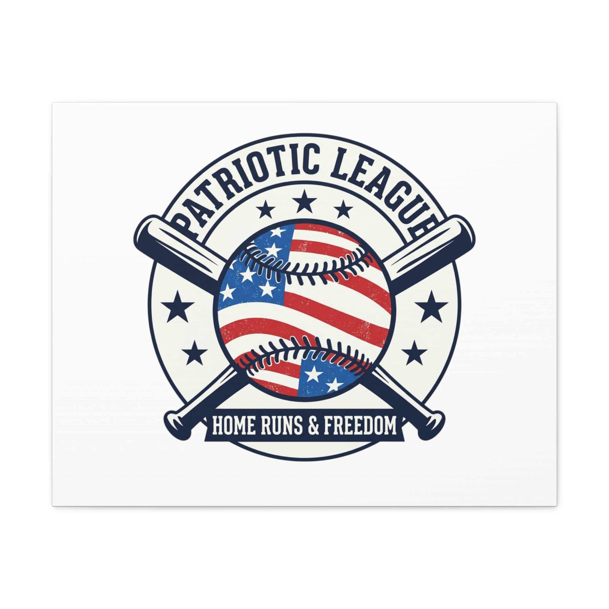 Patriotic Baseball Emblem Canvas | Vintage Red White Blue Baseball Wall Art
