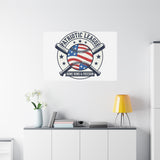 Patriotic Baseball Emblem Canvas | Vintage Red White Blue Baseball Wall Art