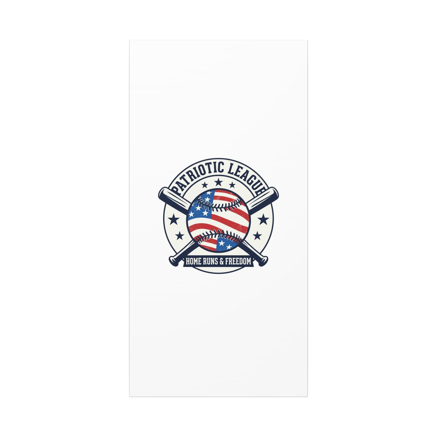 Patriotic Baseball Emblem Canvas | Vintage Red White Blue Baseball Wall Art