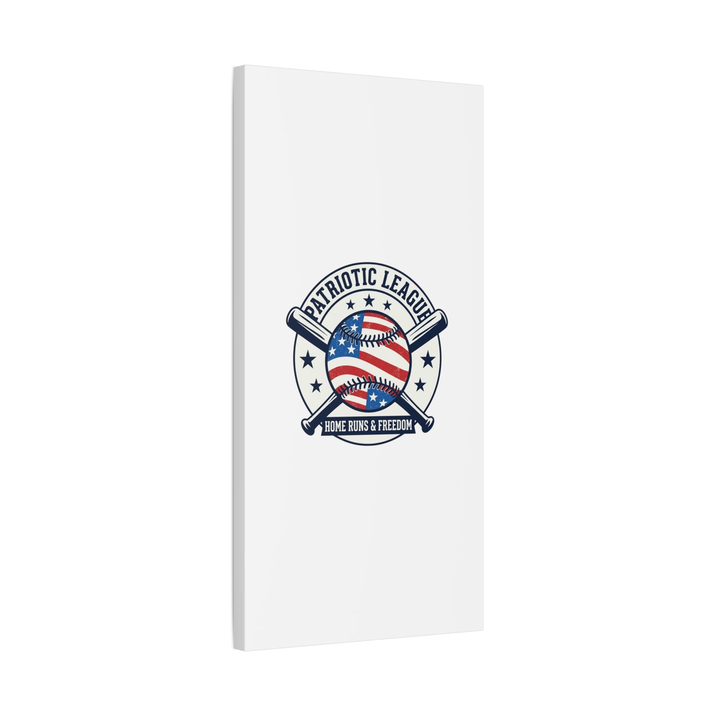 Patriotic Baseball Emblem Canvas | Vintage Red White Blue Baseball Wall Art
