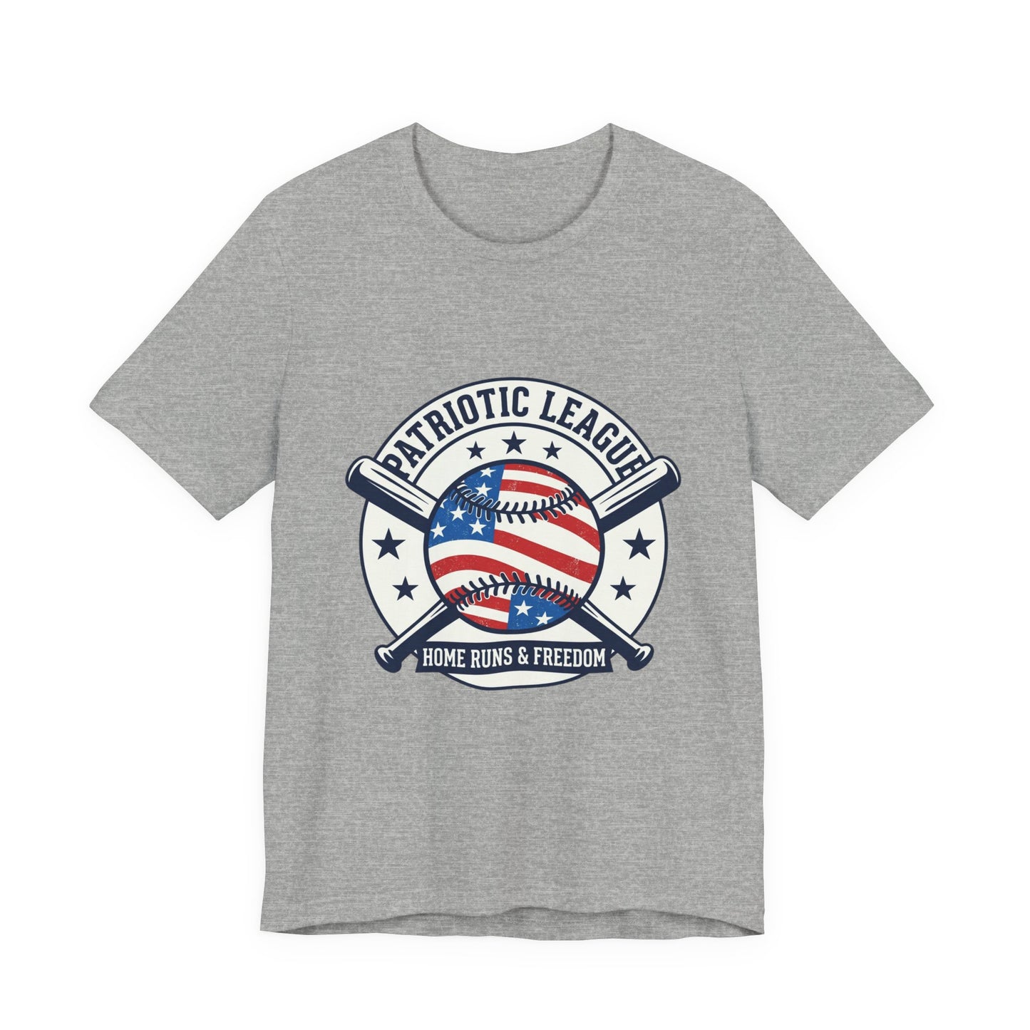 Patriotic Baseball Graphic Tee | Vintage Red White Blue Home Run Shirt