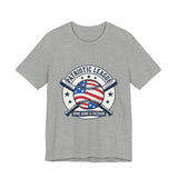 Patriotic Baseball Graphic Tee | Vintage Red White Blue Home Run Shirt