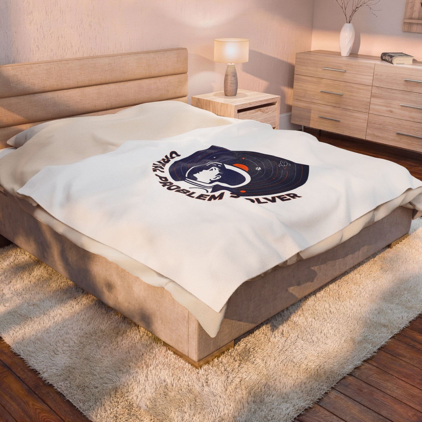 Orbital Problem Solver Velveteen Blanket | space, mission patch, astronaut