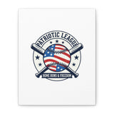 Patriotic Baseball Emblem Canvas | Vintage Red White Blue Baseball Wall Art
