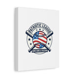 Patriotic Baseball Emblem Canvas | Vintage Red White Blue Baseball Wall Art