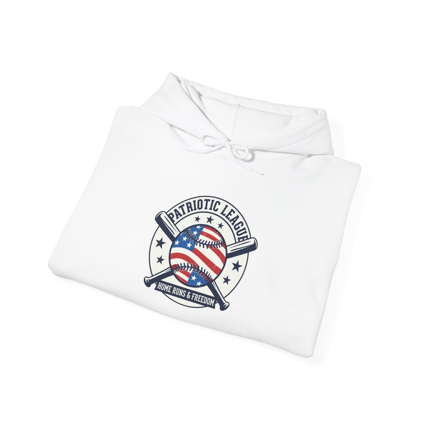 Patriotic Baseball Emblem Hoodie | vintage baseball graphic, red white blue