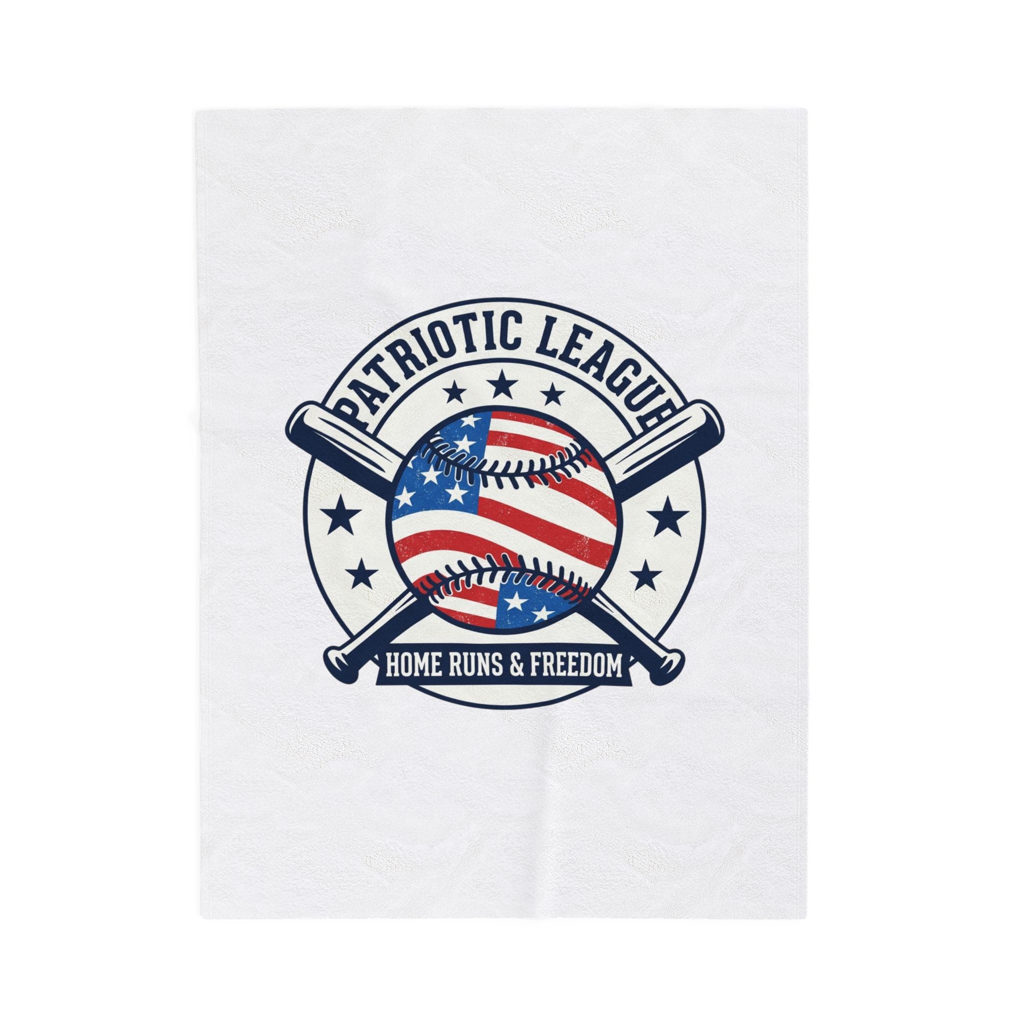 Patriotic Baseball Emblem Blanket | Red White Blue, Vintage Ballpark Graphic