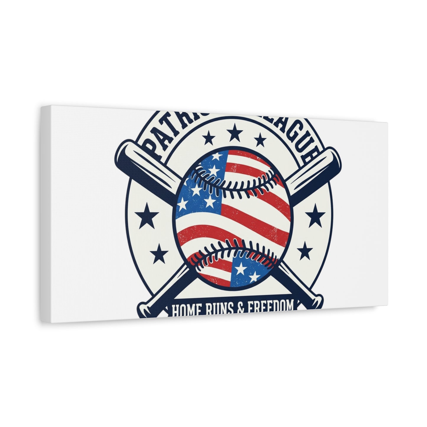 Patriotic Baseball Emblem Canvas | Vintage Red White Blue Baseball Wall Art