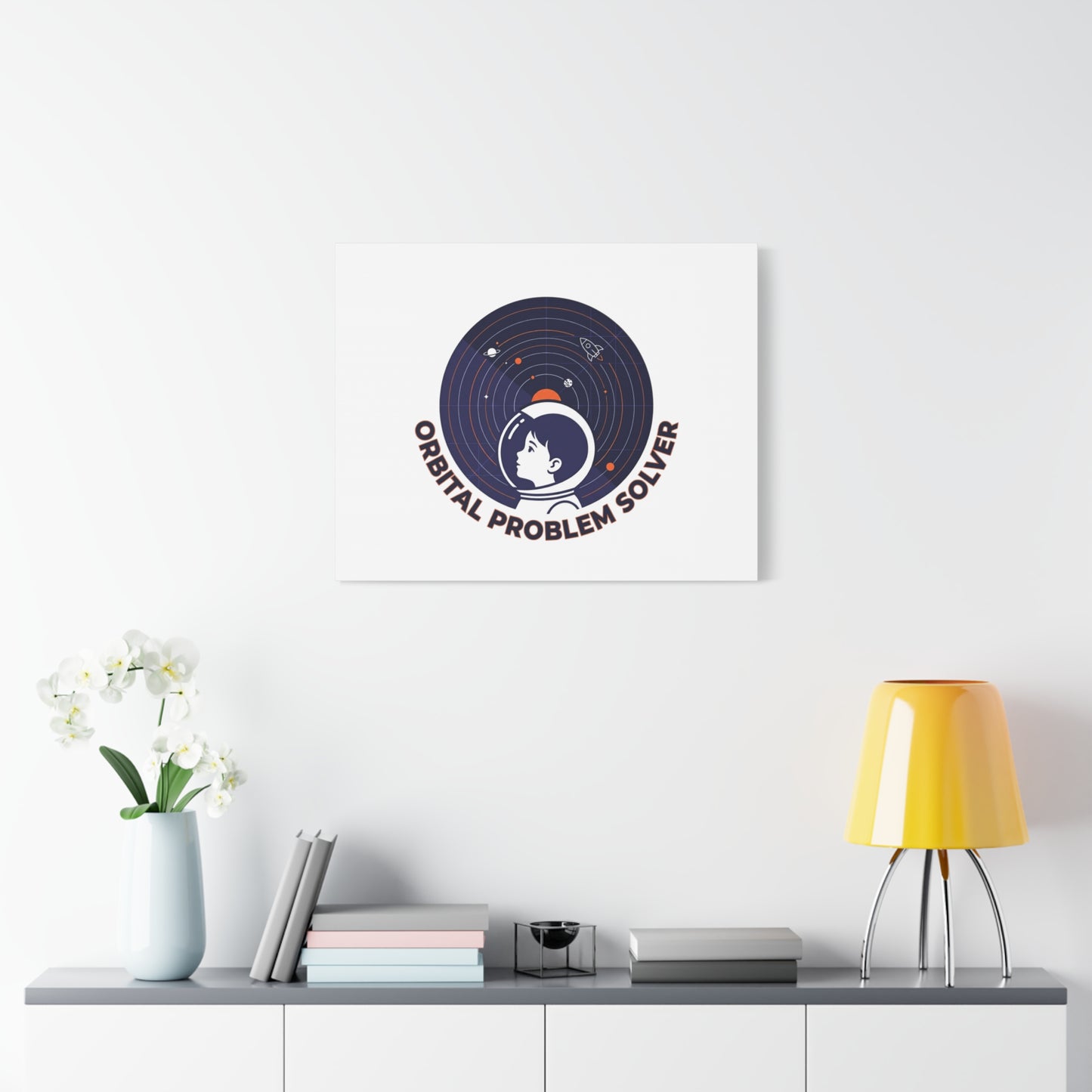 Orbital Problem Solver Canvas | space mission patch, astronaut art, cosmic science
