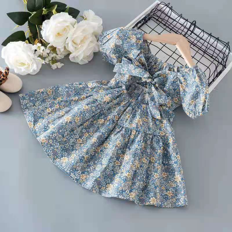 New Girls Floral Skirt, Little Girl Princess Dress, Baby Net Red Foreign Style Summer Dress Beautiful