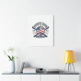 Patriotic Baseball Emblem Canvas | Vintage Red White Blue Baseball Wall Art
